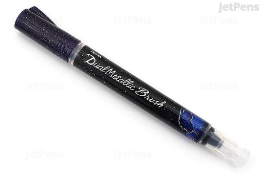 PENTEL DUAL PINCEL TINTA BRILLANTE CON PULSADOR TRASERO VIOLETA + AZUL METALICO | 8848510566348 | Librería Castillón - Comprar libros online Aragón, Barbastro