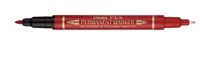 MARCADOR PERMANENTE PENTEL N75W DOBLE PUNTA ROJO 1MM/0.3MM | 4711577043890 | Librería Castillón - Comprar libros online Aragón, Barbastro