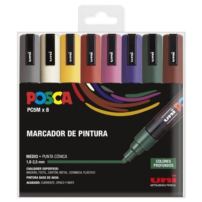 POSCA PC5M/8C ESTUCHE 8 ROTULADORES COLORES OSCUROS | 8435009952937 | Librería Castillón - Comprar libros online Aragón, Barbastro