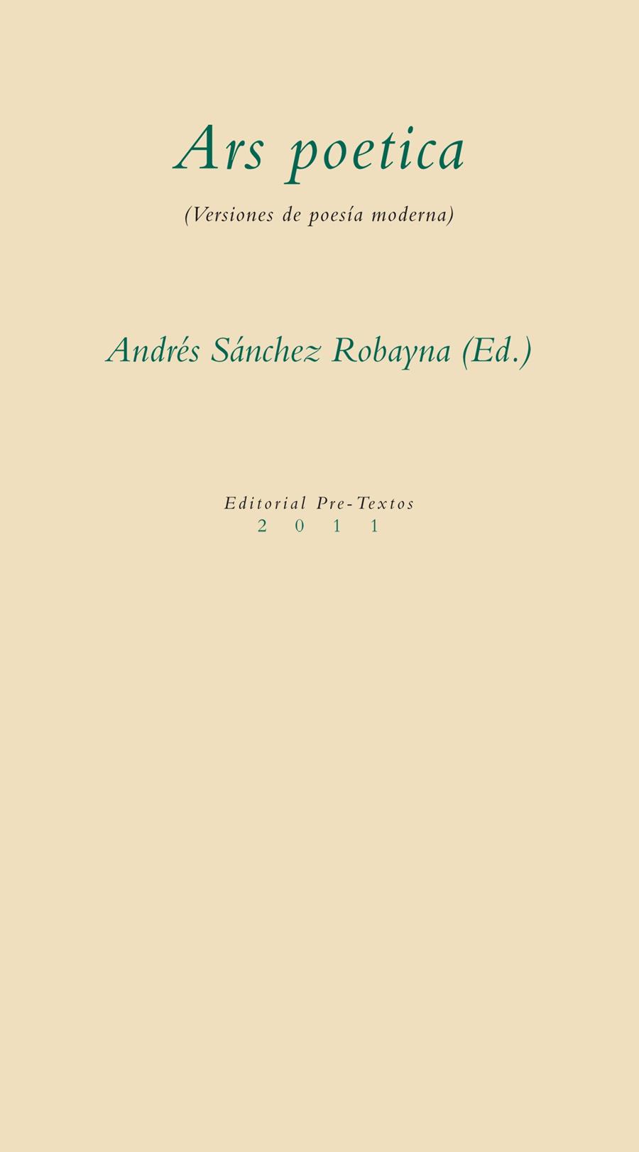 ARS POETICA | 9788415297321 | SÁNCHEZ ROBAYNA, ANDRÉS (ED.) | Librería Castillón - Comprar libros online Aragón, Barbastro