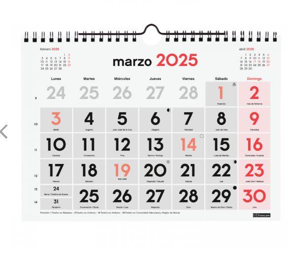 CALENDARIO PARED NÚMEROS GRANDES S 210mmx150mm 780000025 | 8422952380634 | Librería Castillón - Comprar libros online Aragón, Barbastro