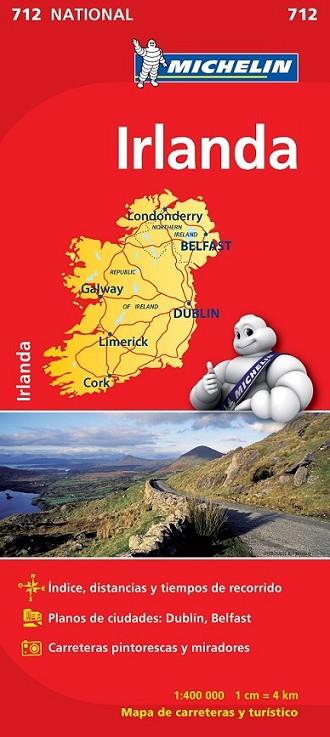 MAPA NATIONAL IRLANDA - MICHELIN 712 | 9782067170230 | MICHELIN | Librería Castillón - Comprar libros online Aragón, Barbastro