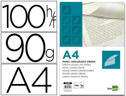 PAPEL A4 90GR 100H VERJURADO CREMA 31909 | 8423473319097 | Librería Castillón - Comprar libros online Aragón, Barbastro