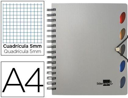 CUADERNO A4 LIDERPAPEL EXECUTIVE CDL 5MM 100H 80GR 5 SEPARADORES PLASTICO PLATA 35967 | 8423473359673 | Librería Castillón - Comprar libros online Aragón, Barbastro