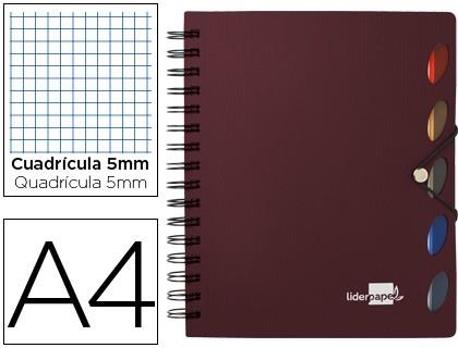 CUADERNO A4 LIDERPAPEL EXECUTIVE CDL 5MM 100H 80GR 5 SEPARADORES PLASTICO BURDEOS 35969 | 8423473359697 | Librería Castillón - Comprar libros online Aragón, Barbastro