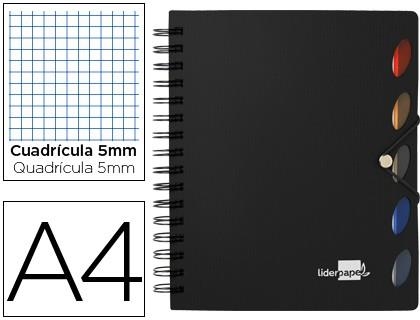 CUADERNO A4 LIDERPAPEL EXECUTIVE CDL 5MM 100H 80GR 5 SEPARADORES PLASTICO NEGRO 35968 | 8423473359680 | Librería Castillón - Comprar libros online Aragón, Barbastro