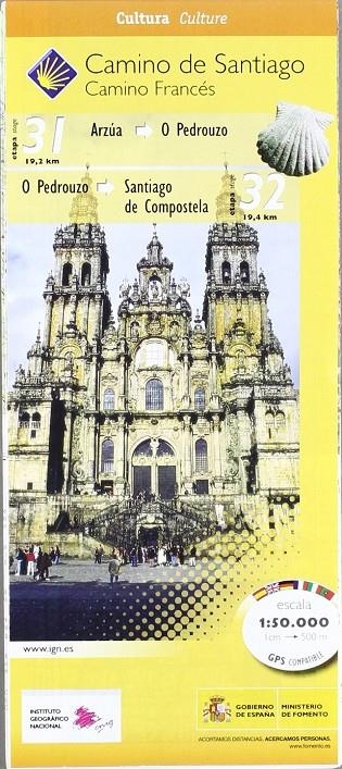 CAMINO DE SANTIAGO HOJA 10 ETAPAS (31-32-SANTIAGO DE COMPOSTELA) | 9788441615465 | INSTITUTO GEOGRAFICO NACIONAL (ESPAÑA) | Librería Castillón - Comprar libros online Aragón, Barbastro