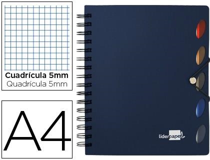 CUADERNO A4 LIDERPAPEL EXECUTIVE CDL 5MM 100H 80GR 5 SEPARADORES PLASTICO AZUL 35970 | 8423473359703 | Librería Castillón - Comprar libros online Aragón, Barbastro