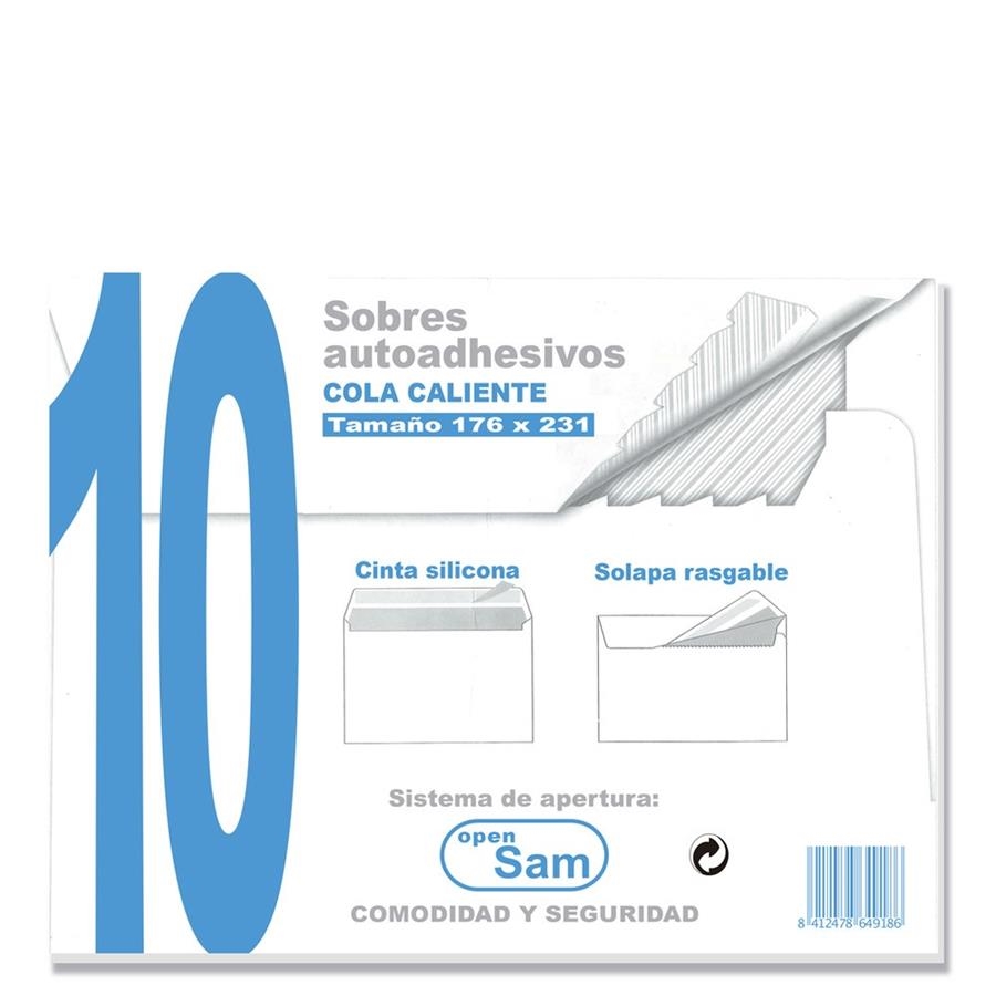 PAQUETE 10 SOBRES BOLSA 176X231MM 90GR BLANCO SAM A17495 (cuartilla) | 8412478649186 | Librería Castillón - Comprar libros online Aragón, Barbastro