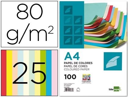 PAPEL A4 80GR 100H COLOR 25 COLORES SURTIDOS 50332 | 8423473845251 | Librería Castillón - Comprar libros online Aragón, Barbastro