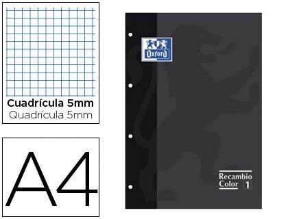 RECAMBIO A4 4T 80H CDL 5MM OXFORD SCHOOL NEGRO | 8412771117818 | Librería Castillón - Comprar libros online Aragón, Barbastro