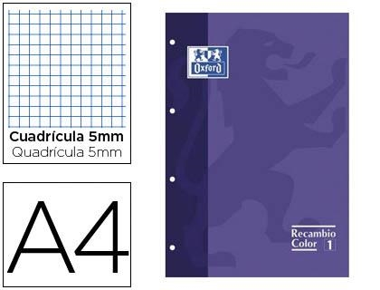 RECAMBIO A4 4T 80H CDL 5MM OXFORD SCHOOL VIOLETA | 8412771083458 | Librería Castillón - Comprar libros online Aragón, Barbastro