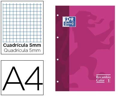 RECAMBIO A4 4T 80H CDL 5MM OXFORD SCHOOL ROSA FUCSIA | 8412771117801 | Librería Castillón - Comprar libros online Aragón, Barbastro