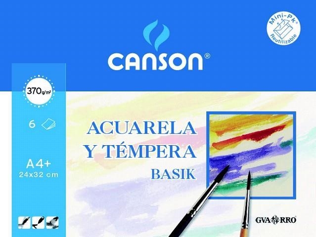 LAMINAS ACUARELA BASIC A4 + (MINI PACKS 6 UN.) 370GR. 24X32CM | 8422714063478 | Librería Castillón - Comprar libros online Aragón, Barbastro