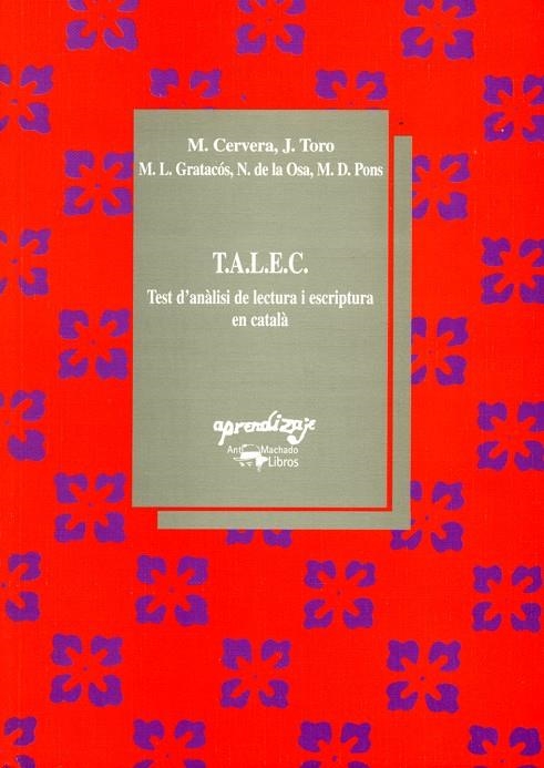 TALEC TEST D'ANALISI DE LECTURA I ESCRIPTURA EN CATALA | 9788477740797 | CERVERA, MONTSERRAT | Librería Castillón - Comprar libros online Aragón, Barbastro