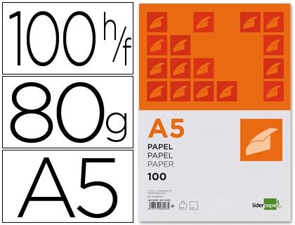 PAPEL A5 80GR 100H BLANCO LIDERPAPEL 28228 | 8423473282285 | Librería Castillón - Comprar libros online Aragón, Barbastro