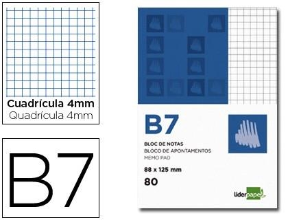 BLOC DE NOTAS LIDERPAPEL B7 (12º) 80H CUADRICULADO 4MM Y MICROPERFORADO 10438 | 8423473104389 | CS 10438 | Librería Castillón - Comprar libros online Aragón, Barbastro