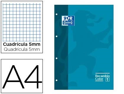 RECAMBIO A4 4T 80H CDL 5MM OXFORD SCHOOL TURQUESA | 3020120045849 | Librería Castillón - Comprar libros online Aragón, Barbastro