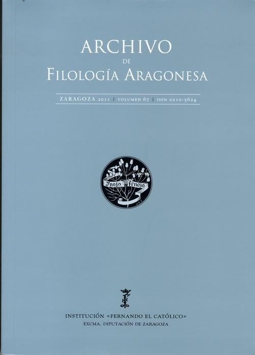 ARCHIVO DE FILOLOGIA ARAGONESA 67 2011 | 977021056200100067 | Librería Castillón - Comprar libros online Aragón, Barbastro