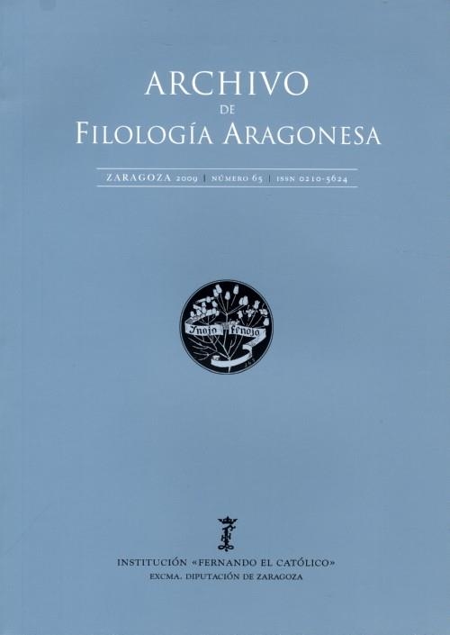 ARCHIVO DE FILOLOGIA ARAGONESA 65 2009 | 977021056200100065 | Librería Castillón - Comprar libros online Aragón, Barbastro