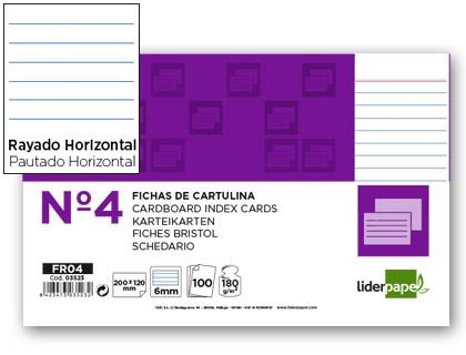 FICHA RAYADA N.4 125X200MM 100UN LIDERPAPEL 03523 | 8423473035232 | Librería Castillón - Comprar libros online Aragón, Barbastro