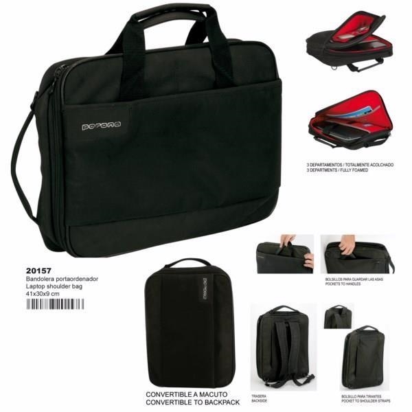 BANDOLERA PORTA ORDENADOR + MOCHILA NEGRO 20157 | 8414778201576 | Librería Castillón - Comprar libros online Aragón, Barbastro