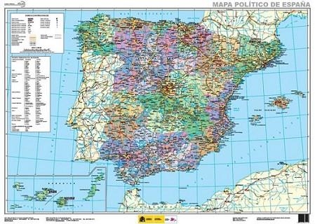 Mapa político de España (lámina 70x50 cm) | 9788441630413 | INSTITUTO GEOGRAFICO NACIONAL | Librería Castillón - Comprar libros online Aragón, Barbastro