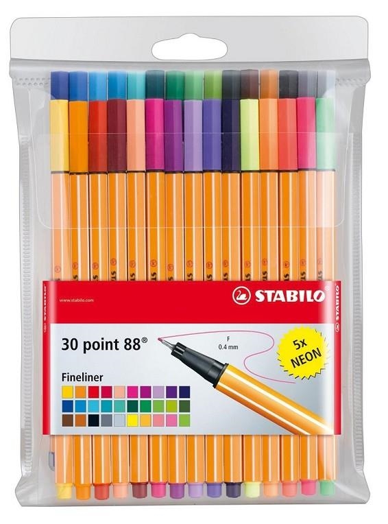 ROTULADOR STABILO POINT 88 BOLSA 30 COLORES (CON 5 NEON) PUNTA 0.4MM 73508 | 4006381438674 | Librería Castillón - Comprar libros online Aragón, Barbastro