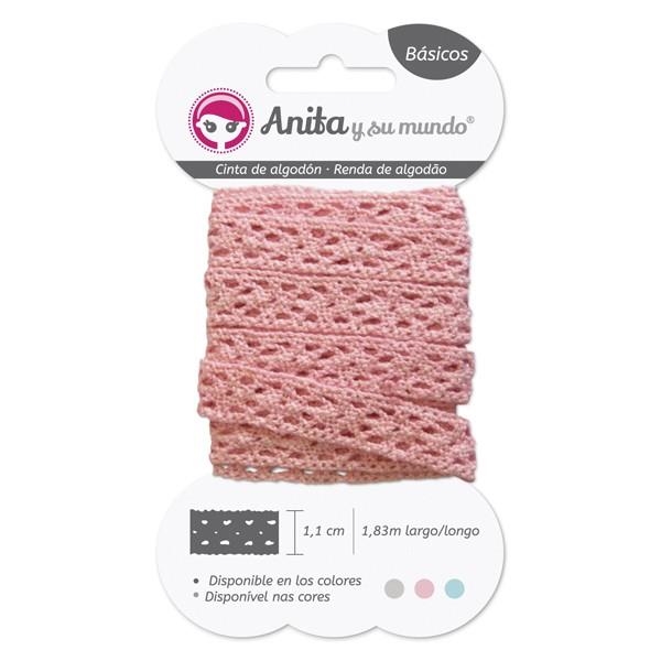 CINTA DE ALGODÓN PUNTILLA ROSA 1.1CM DE ANCHO 1.83M DE LARGO | 8413623712120 | Librería Castillón - Comprar libros online Aragón, Barbastro