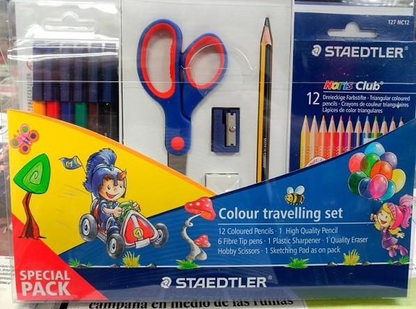 SET STAEDTLER PARA COLOREAR 61TCPL5 12 PINTURAS COLOR + 6 ROTULADORES + LAPIZ NORIS 2 + GOMA + SACAPUNTAS +BLOCK DIBUJO + TIJERA | 4007817011294 | Librería Castillón - Comprar libros online Aragón, Barbastro