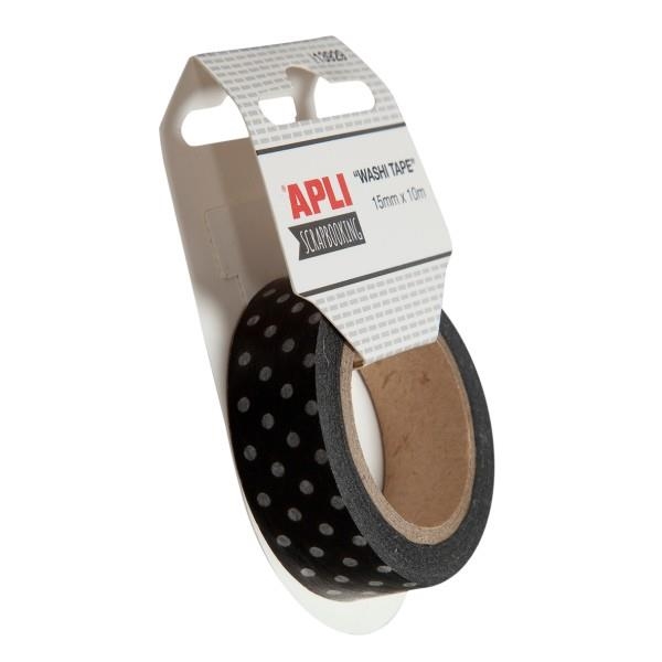 WASHI TAPE 15MMXX10M NEGRO CON TOPOS BLANCOS APLI 13929 | 8410782139294 | 8417821392 | Librería Castillón - Comprar libros online Aragón, Barbastro