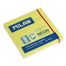 NOTAS ADHESIVAS 76X76mm AMARILLO NEON MILAN 85434 100h | 8411574854340 | Librería Castillón - Comprar libros online Aragón, Barbastro