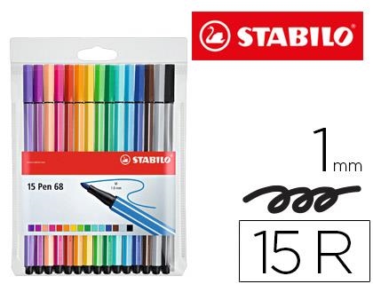 ROTULADOR STABILO ACUARELABLE PEN 68 ESTUCHE DE 15 COLORES SURTIDOS 1MM 6815-1 / 78056 | 4006381455831 | Librería Castillón - Comprar libros online Aragón, Barbastro