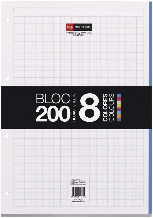 NB BLOC A4 200H CLD.5MM 8 COLORES 70GR EXTRA OPACO | 8422593074404 | Librería Castillón - Comprar libros online Aragón, Barbastro