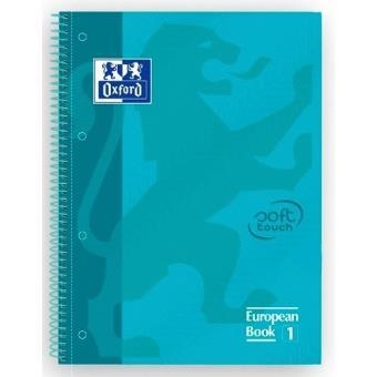 CUADERNO ESPIRAL EUROPEAN BOOK 1 OXFORD SCHOOL A4+ 80H 90GR CDL 5MM T.ENC SOFT TOUCH AQUA | 8412771015381 | Librería Castillón - Comprar libros online Aragón, Barbastro