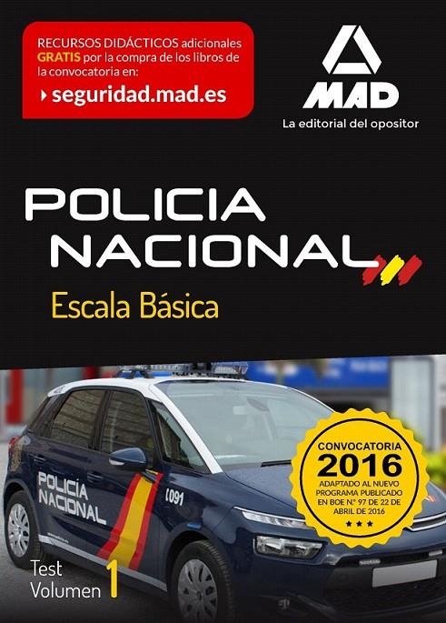 Policía nacional escala básica Test vol 1 Ed 2016 | 9788490938218 | VV.AA. | Librería Castillón - Comprar libros online Aragón, Barbastro