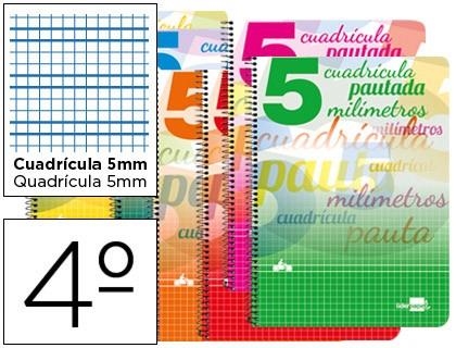 CUADERNO ESPIRAL LIDERPAPEL PAUTAGUIA 4º TAPA EXTRA DURA 80H 80GR CUADRICULA 5MM CON MARGEN | 8423473739291 | Librería Castillón - Comprar libros online Aragón, Barbastro