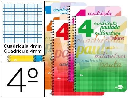 CUADERNO ESPIRAL LIDERPAPEL PAUTAGUIA 4º TAPA EXTRA DURA 80H 80GR CUADRICULA 4MM CON MARGEN | 8423473739284 | Librería Castillón - Comprar libros online Aragón, Barbastro