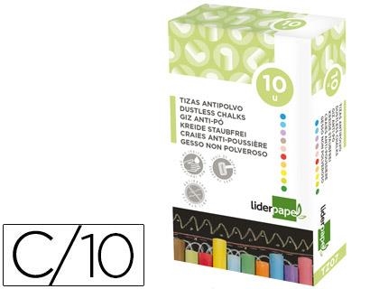 TIZA COLOR ANTIPOLVO LIDERPAPEL CAJA 10 UNIDADES | 8423473776593 | Librería Castillón - Comprar libros online Aragón, Barbastro