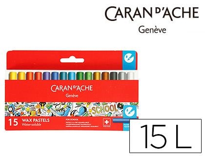 Lapices cera caran d'ache linea escolar acuarelable caja carton de 15 colores 7502-715 | 7610186258152 | Librería Castillón - Comprar libros online Aragón, Barbastro