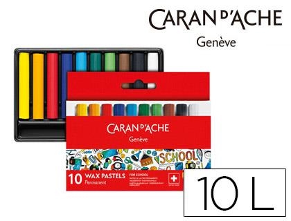 Lapices cera caran d'ache linea escolar permanente caja carton de 10 colores 7002-710 | 7610186239106 | Librería Castillón - Comprar libros online Aragón, Barbastro