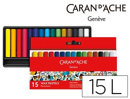 Lapices cera caran d'ache linea escolar permanente caja carton de 15 colores 7002-715 | 7610186238154 | Librería Castillón - Comprar libros online Aragón, Barbastro