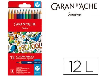 Lapices caran d'ache linea escolar acuarelable caja carton de 12 colores 1290-712 | 7630002330718 | Librería Castillón - Comprar libros online Aragón, Barbastro