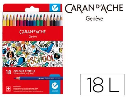 Lapices caran d'ache linea escolar acuarelable caja carton de 18 colores 1290-718 | 7630002330732 | Librería Castillón - Comprar libros online Aragón, Barbastro