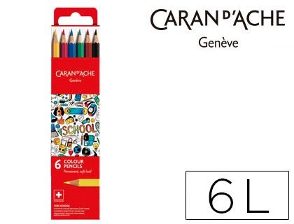 Lapices caran d'ache linea escolar acuarelable caja carton de 6 colores 1290-706 | 7630002330695 | Librería Castillón - Comprar libros online Aragón, Barbastro