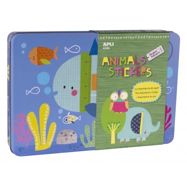 APLI KIDS 14827 CAJA METÁLICA ANIMAL STICKERS - ÀNGELS NAVARRO | 8410782148272 | NAVARRO, ÀNGELS | Librería Castillón - Comprar libros online Aragón, Barbastro