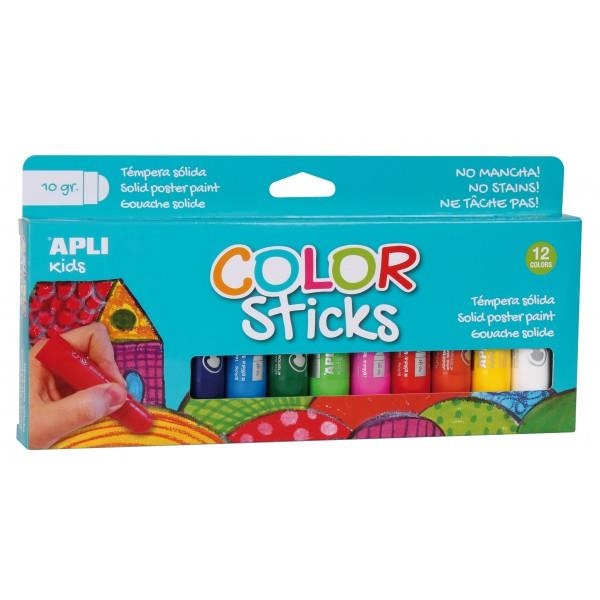 APLI KIDS 14228 COLOR STICKS TEMPERA SOLIDA 12 COLORES | 8410782142287 | Librería Castillón - Comprar libros online Aragón, Barbastro