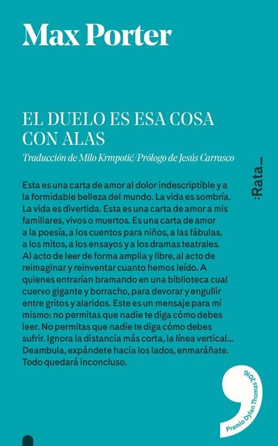 El duelo es esa cosa con alas | 9788494489150 | Porter, Max | Librería Castillón - Comprar libros online Aragón, Barbastro