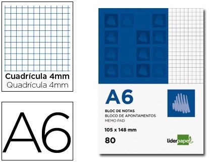 BLOC DE NOTAS LIDERPAPEL A6 CUADRICULADO 4MM Y MICROPERFORADO 03323 | 8423473033238 | Librería Castillón - Comprar libros online Aragón, Barbastro