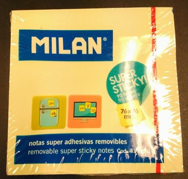 NOTAS SUPER ADHESIVAS 76X76MM AMARILLO MILAN 417190 | 8411574060475 | Librería Castillón - Comprar libros online Aragón, Barbastro